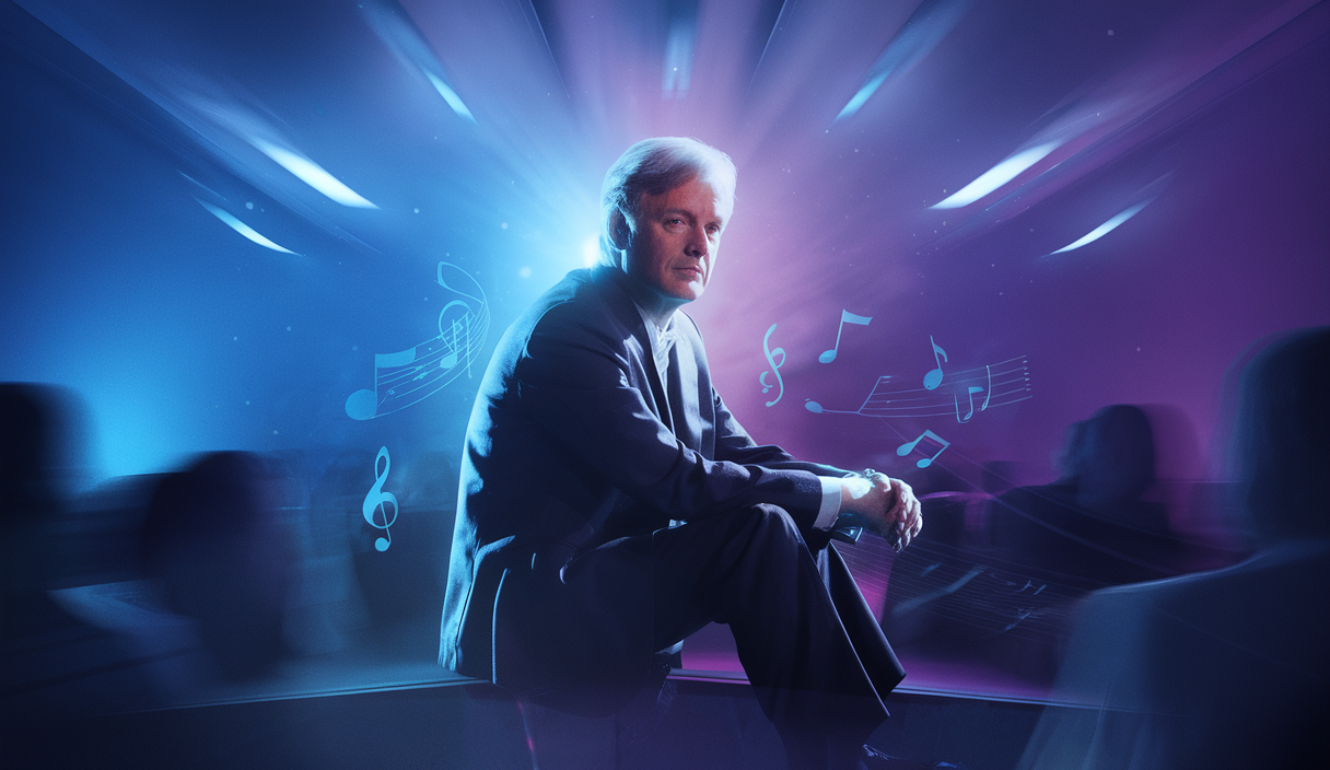 Scène illustrant un hommage artistique à David Thomas, capturant l'héritage musical dans une ambiance vibrante.