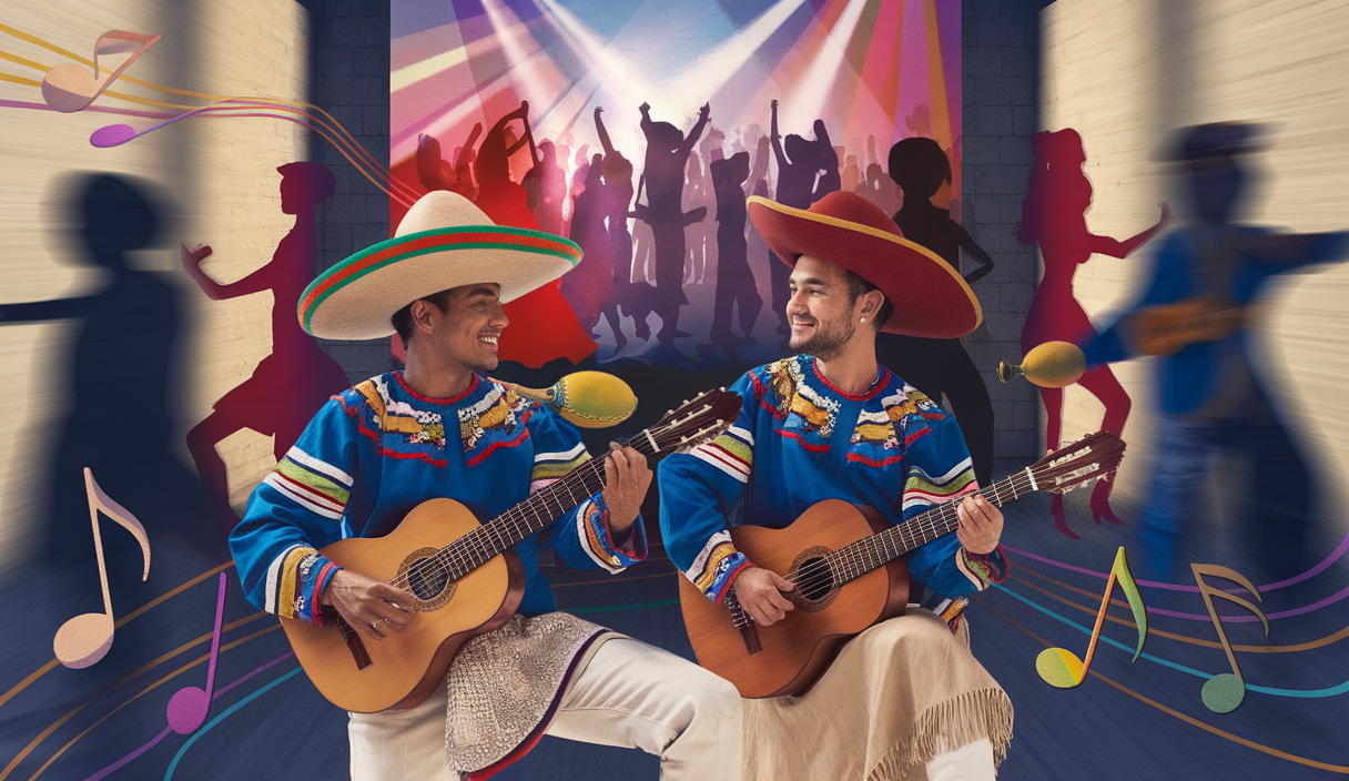 Paysage musical vibrant illustrant l'influence de la musique régionale mexicaine