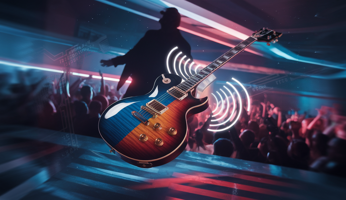 Illustration expressive de l'innovation musicale en guitare