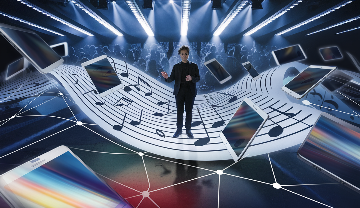 Image illustrant l'interaction entre les médias sociaux et la musique moderne