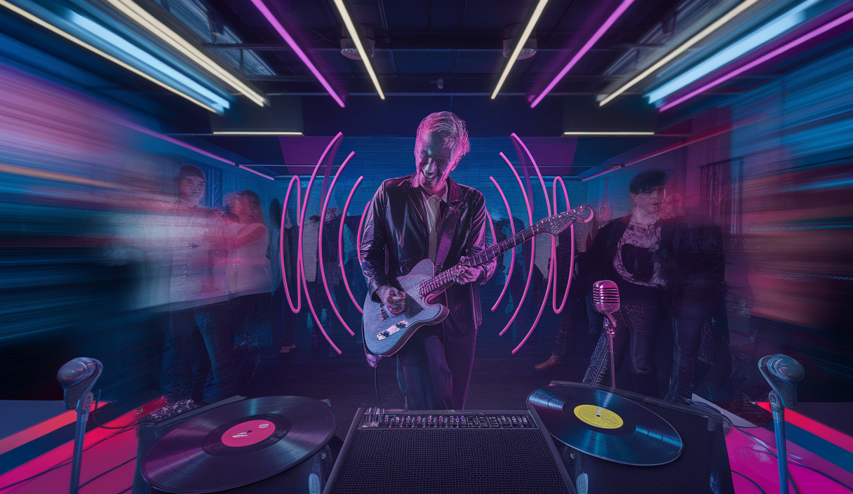 Illustration vibrant de tendances musicales et réflexions culturelles contemporaines