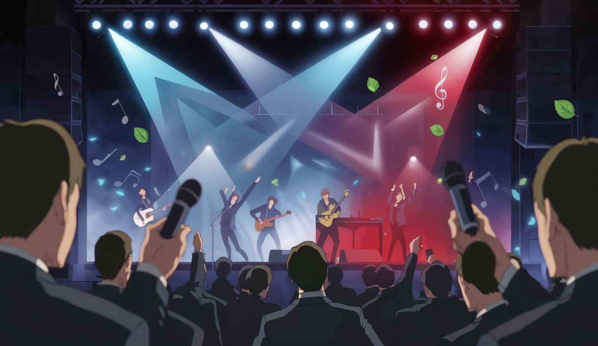 Illustration dramatique de tensions dans l'industrie musicale