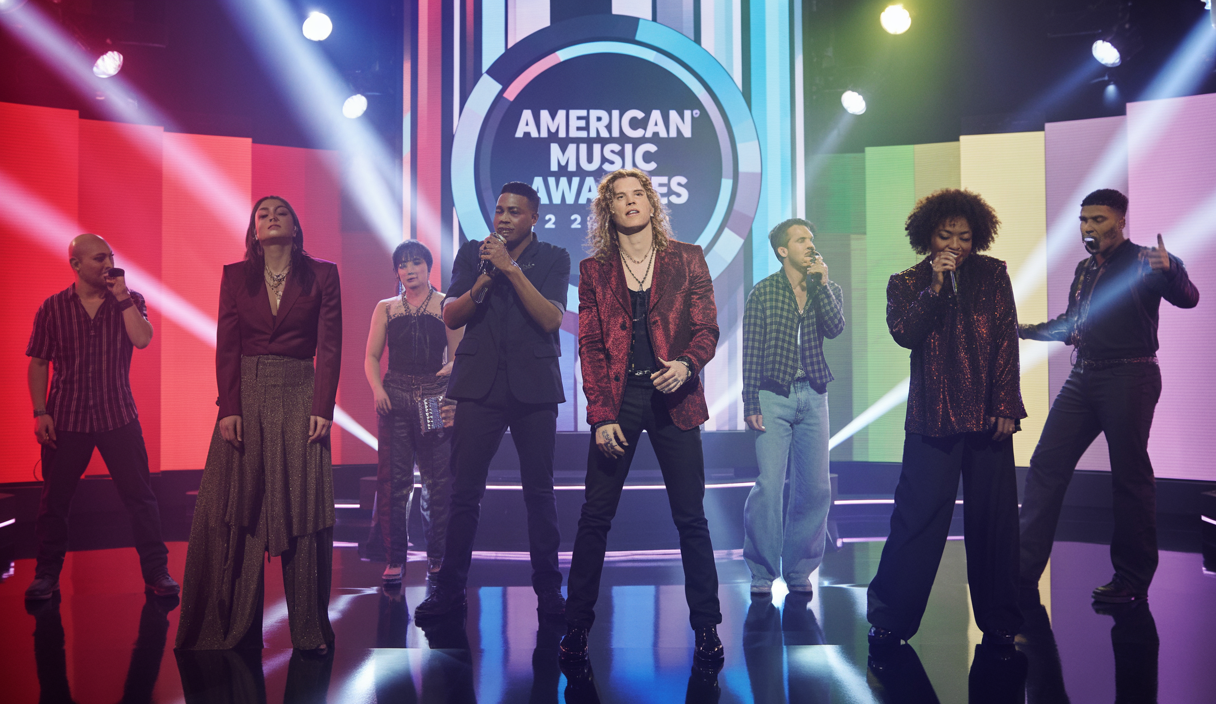 Célébration colorée des American Music Awards 2025 illustrant la diversité musicale.