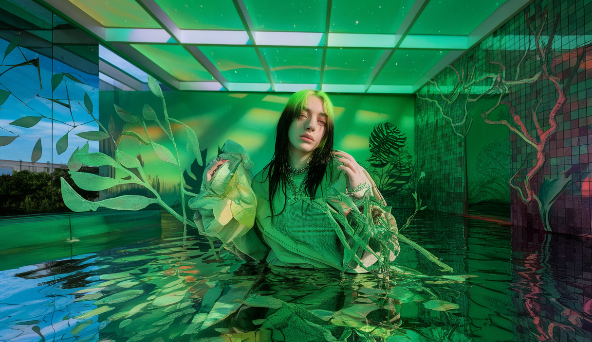 Illustration de Billie Eilish évoquant son engagement pour l'écologie dans la musique