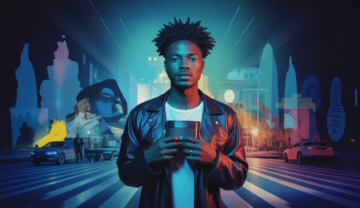 Illustration vibrante et artistique du nouvel album BĒYĀH de Damso.