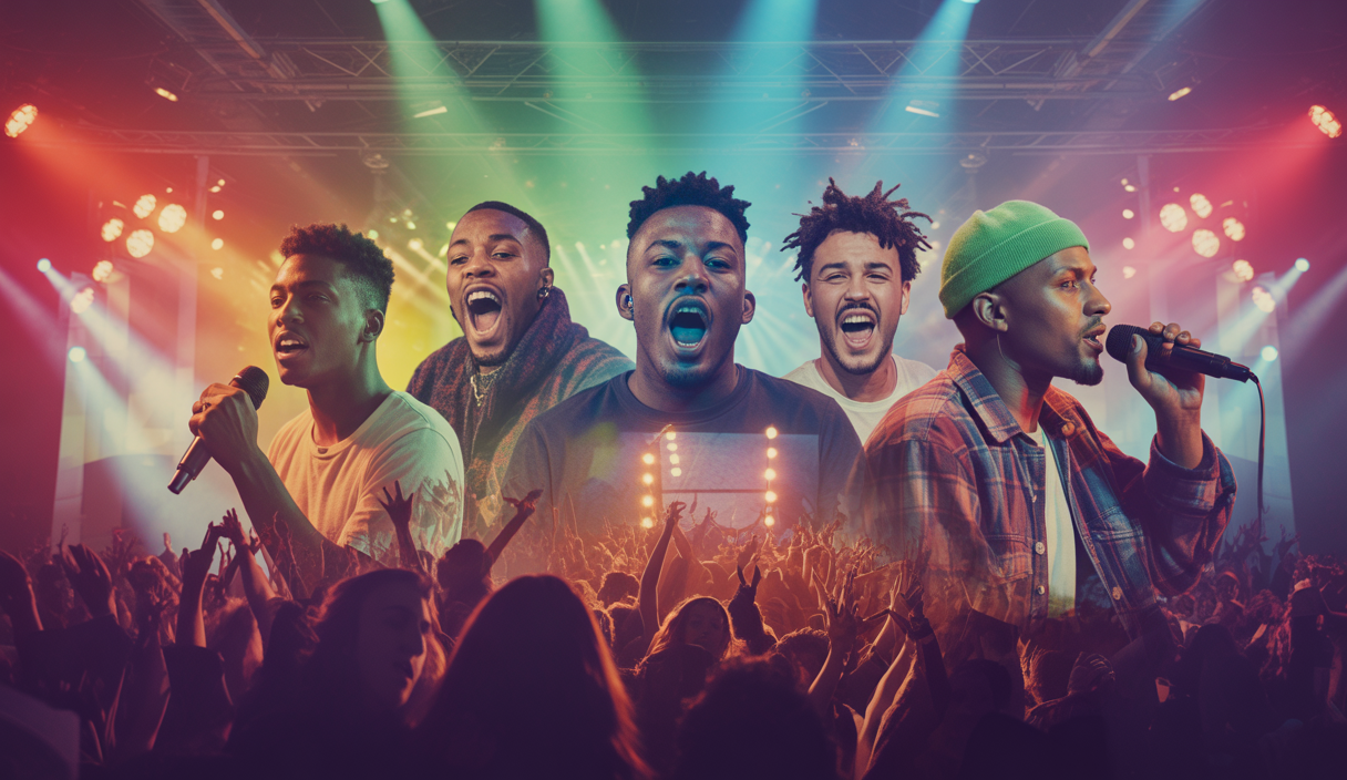 Illustration vibrant of French and Moroccan rap talents