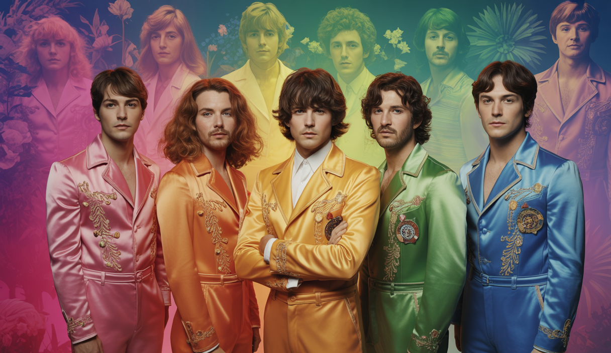 Hommage vibrant à l'album Sgt. Pepper's Lonely Hearts Club Band des Beatles, capturant l'impact durable de son esthétique psychédélique.