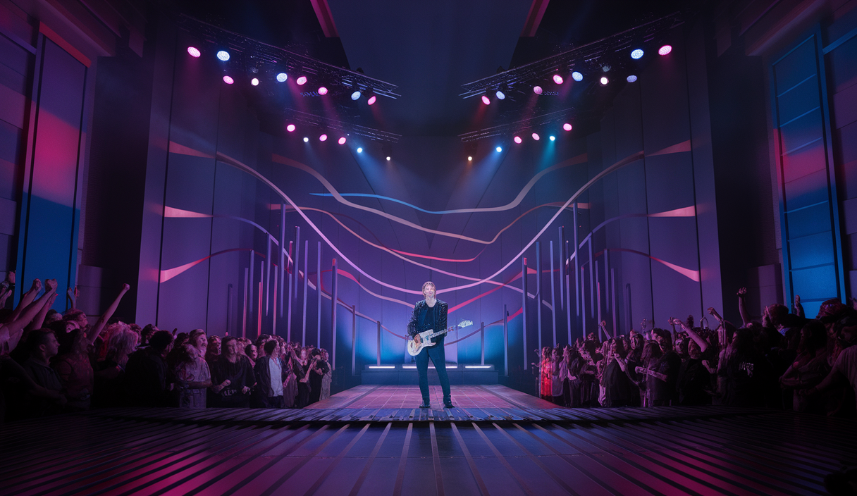 Visuel vibrant des artistes influençants les charts musicaux actuels.