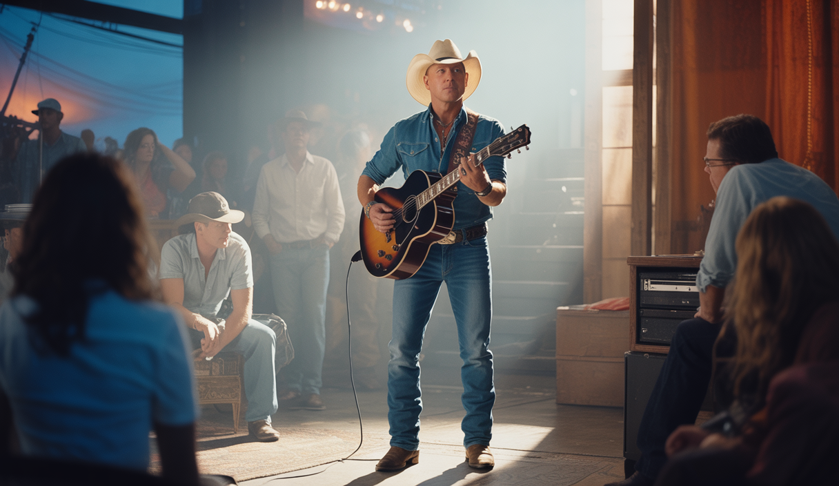Portrait vibrant de Kenny Chesney en artiste country du 21e siècle reconnu