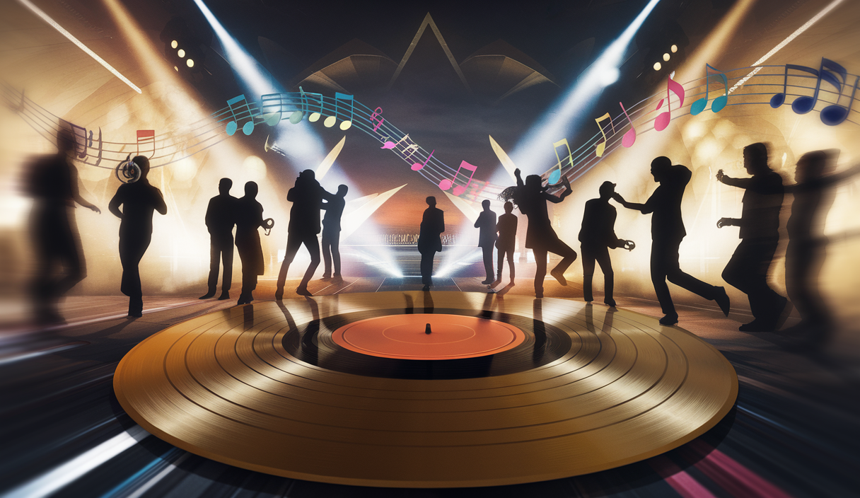 Illustration vibrante des événements culturels marquants de 2025 dans la musique.