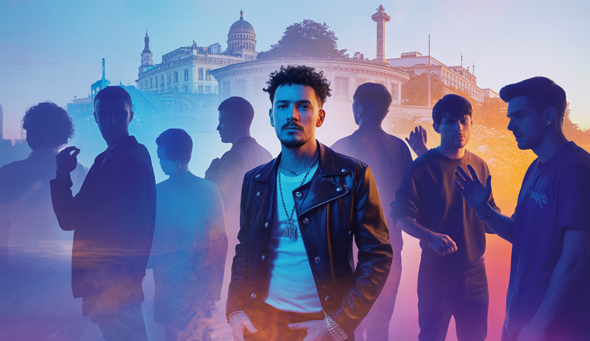 Illustration évoquant l'évolution musicale de Trueno avec une ambiance dynamique et collaborative.