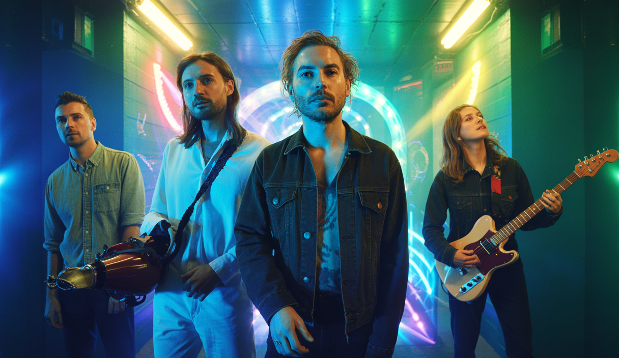 Affiche artistique de la tournée nord-américaine 2025 de Wolf Alice avec l'album The Clearing