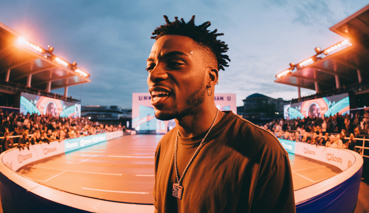 Alonzo sur scène en concert à l'Orange Vélodrome de Marseille le 19 juillet 2025, entouré d'une foule enthousiaste lors de la célébration de ses 20 ans de carrière