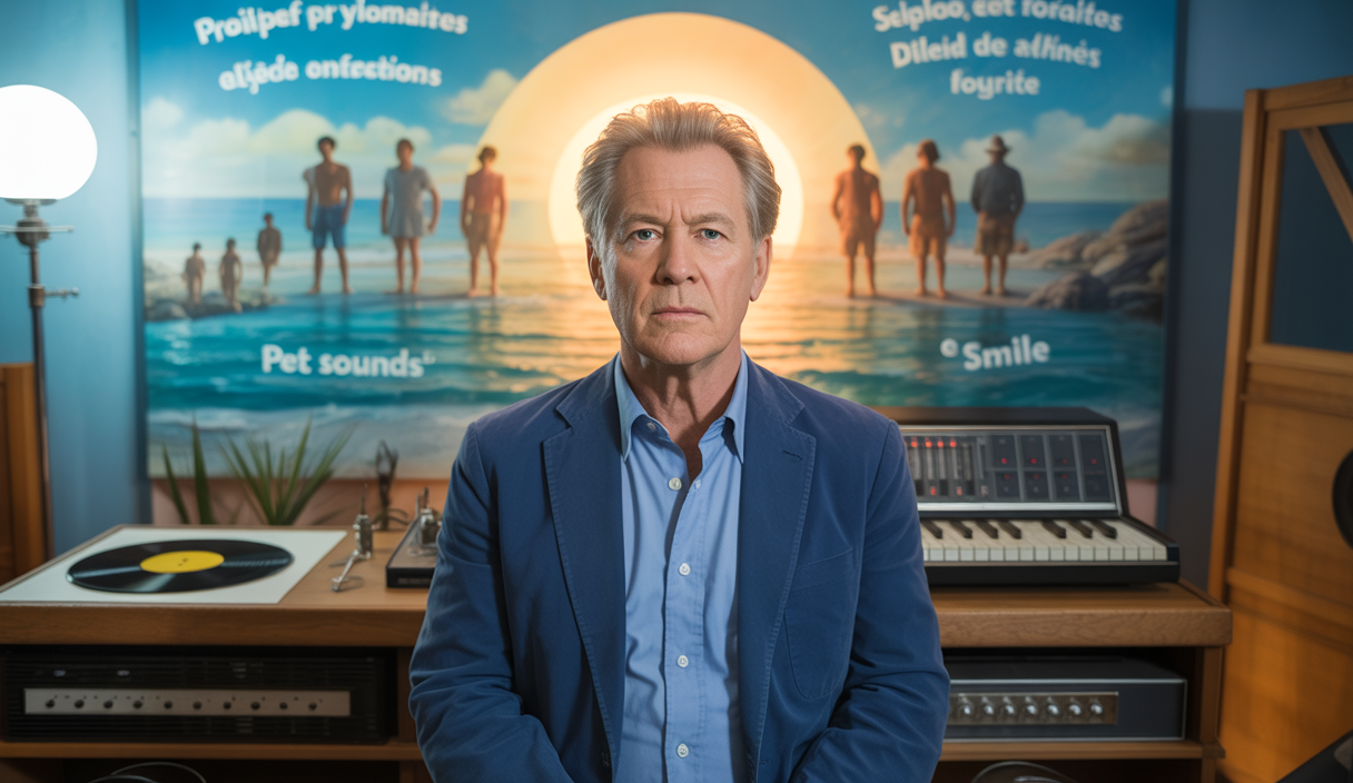 Portrait de Brian Wilson, cofondateur des Beach Boys, en hommage à son impact musical