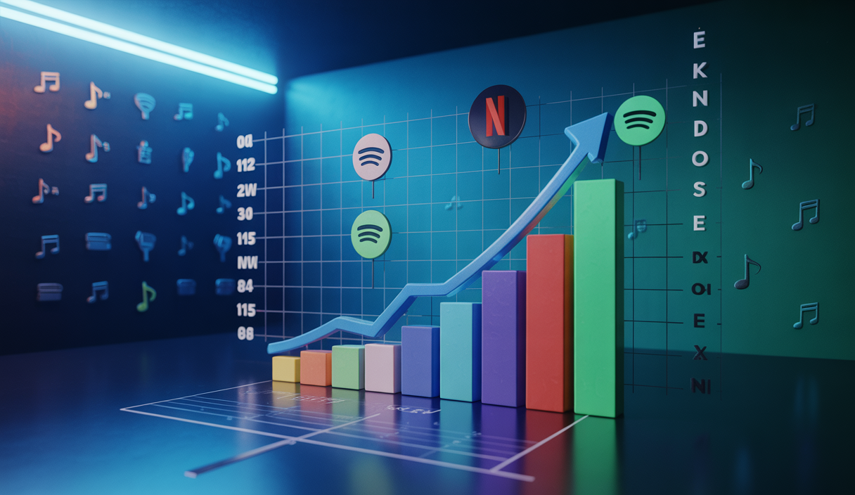Graphique illustrant l'impact des augmentations de tarifs de Spotify sur le marché du streaming musical.