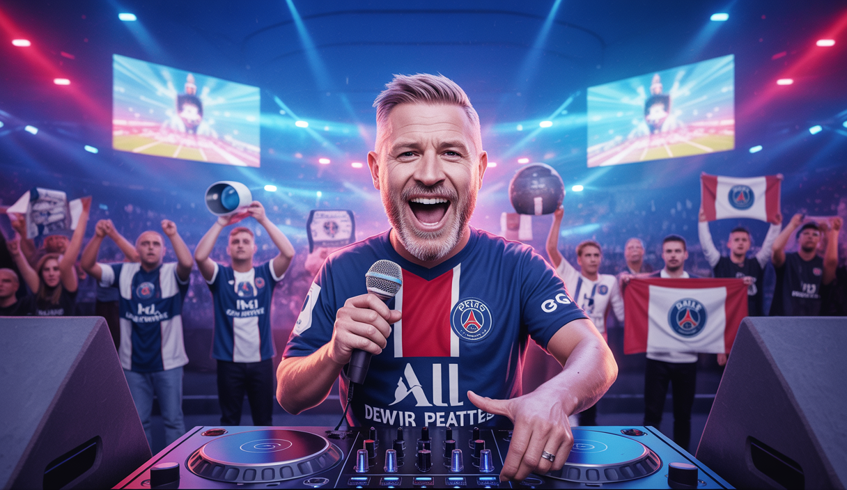 Illustration festive de Niska et DJ Snake célébrant une victoire du PSG