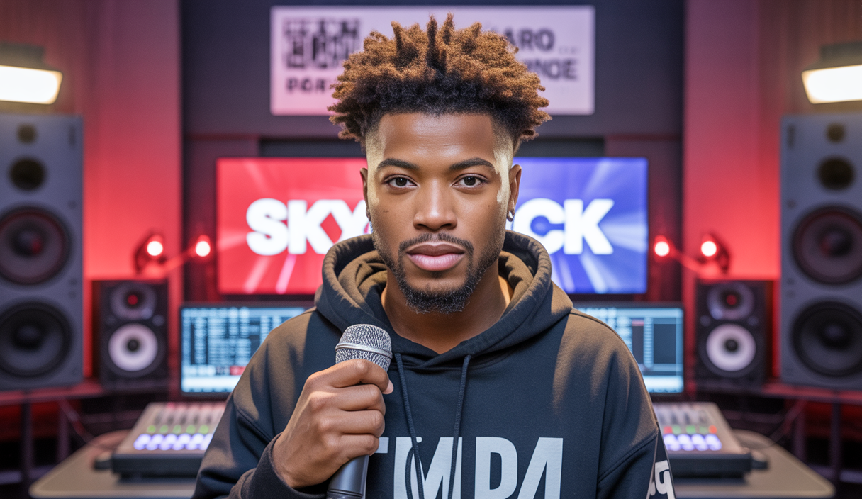 Sima performe sur scène pour la première fois sur Planète Rap avec son titre Petit Aymeric, ambiance studio radio dynamique et urbaine