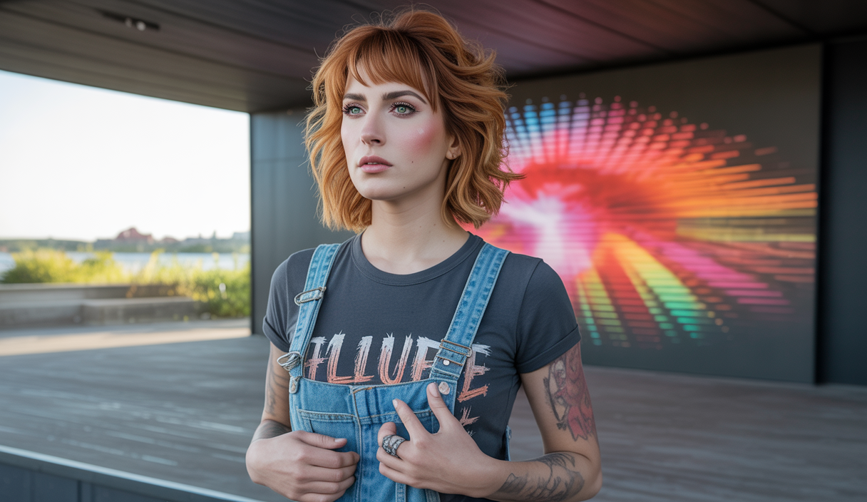 Hayley Williams pose avec un micro vintage, exprimant une nouvelle liberté créative après la sortie indépendante surprise de 17 singles